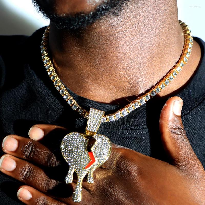 Chains Hip Hop Iced Out Full Crystal Broken Heart Pendant Necklace For Men Women 5MM Bling Rhinestone Tennis Chain Jewelry
Chains Hip Hop Iced Out Full Crystal Broken Heart Pendant Necklace For Men Women 5MM Bling Rhinestone Tennis Chain Jewelry