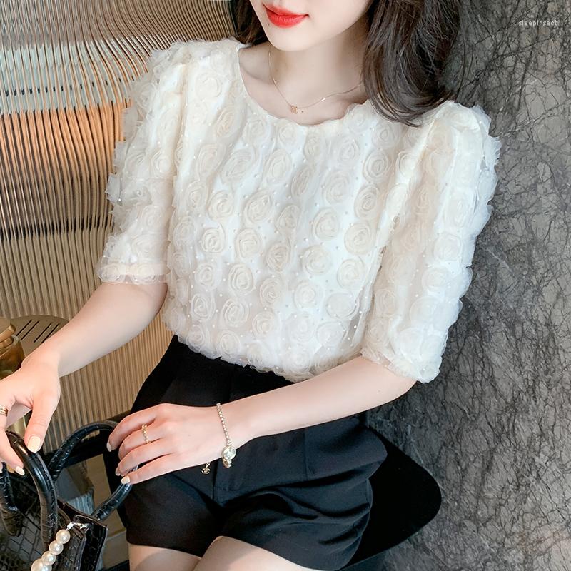 Women' Blouses Womens Blouse 2022 Summer 3D Flower Heavy Industry Lace Bottoming Shirt Women' Round Neck Design Tops, Apricot blouse
Women' Blouses Womens Blouse 2022 Summer 3D Flower Heavy Industry Lace Bottoming Shirt Women' Round Neck Design Tops, Apricot blouse