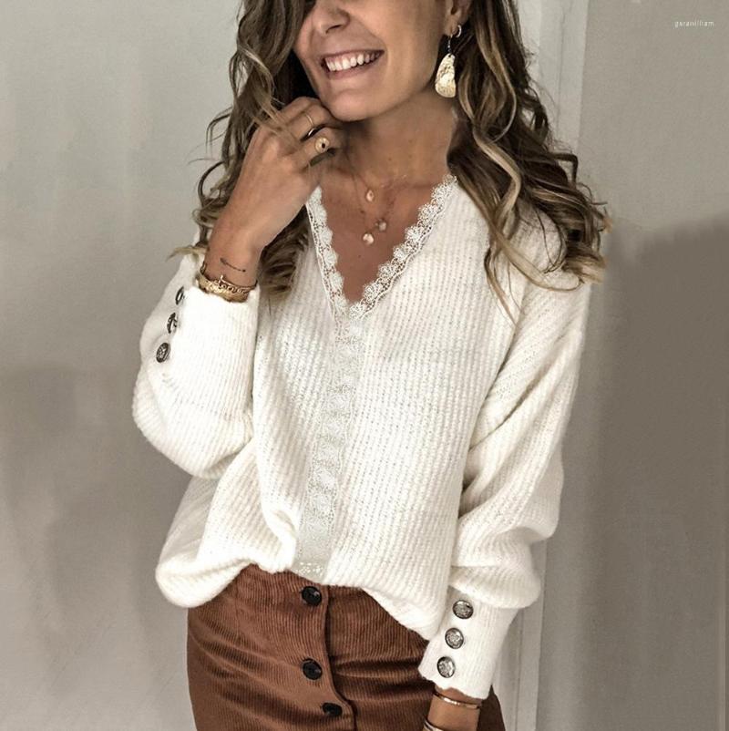 Women' Sweaters 2022 Autumn And Winter Lace V-neck Coat Head Sweater Ladies Loose Long Sleeve Solid Color Pullover Tops
Women' Sweaters 2022 Autumn And Winter Lace V-neck Coat Head Sweater Ladies Loose Long Sleeve Solid Color Pullover Tops