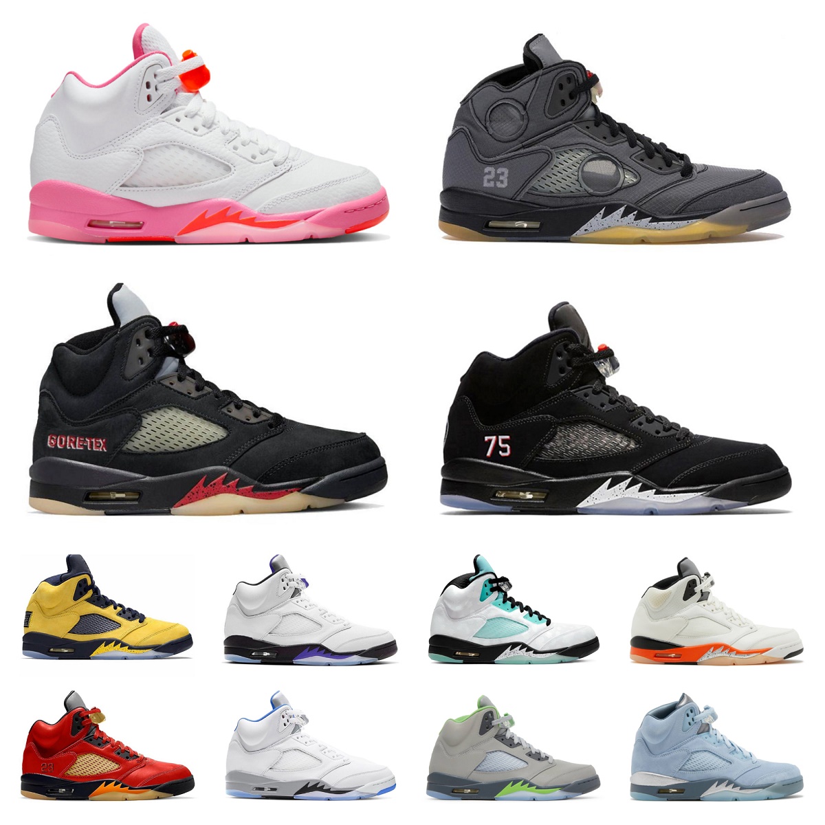 Jumpman Retro 5 5s Basketball shoes Mens Gore Tex Dark Concord Sail White Cement Black Metallic Green Bean Safety Orange Racer Blue Fire Red Alternate Grape Sneakers, Bubble package bag
Jumpman Retro 5 5s Basketball shoes Mens Gore Tex Dark Concord Sail White Cement Black Metallic Green Bean Safety Orange Racer Blue Fire Red Alternate Grape Sneakers, Bubble package bag