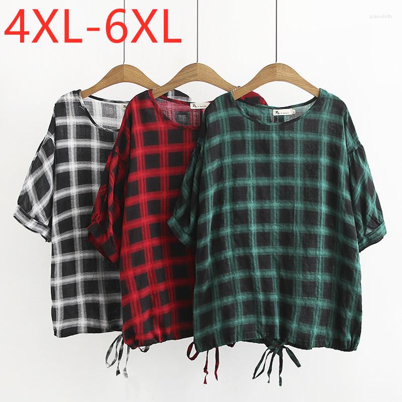 Women's Blouses 2022 Ladies Summer Plus Size Tops For Women Large Blouse Short Sleeve Loose Casual Cotton Green Red Plaid Shirt 5XL 6XL
Women's Blouses 2022 Ladies Summer Plus Size Tops For Women Large Blouse Short Sleeve Loose Casual Cotton Green Red Plaid Shirt 5XL 6XL