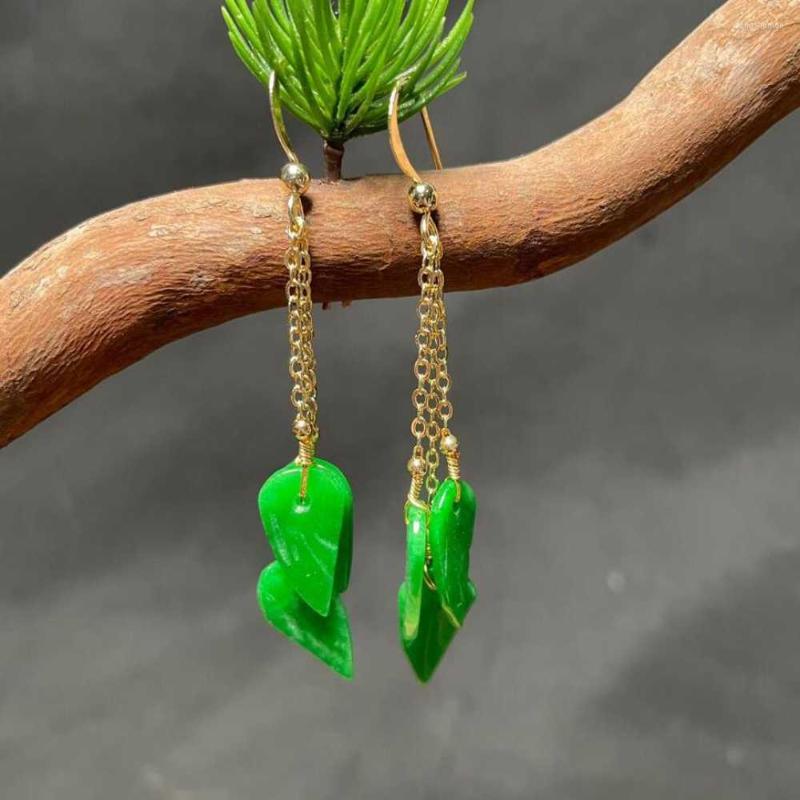 Dangle Earrings Natural Jadeite Jade Leaves 18k Hook Chain Eardrop Fashion Freshwater Easter Party Cultured Beautiful Lucky
Dangle Earrings Natural Jadeite Jade Leaves 18k Hook Chain Eardrop Fashion Freshwater Easter Party Cultured Beautiful Lucky