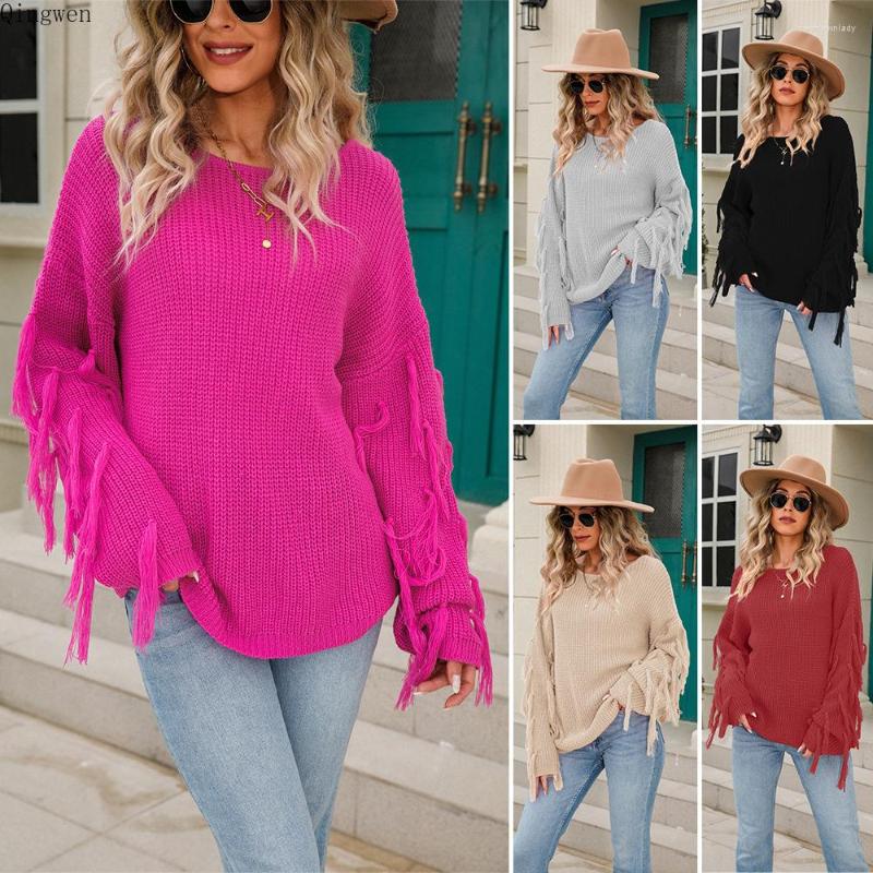 Women' Sweaters Qingwen 2022 Autumn Winter Women' Fashion Elegant Tassel Knitted Sweater Ladies Casual Loose Large Size Solid Color, Black
Women' Sweaters Qingwen 2022 Autumn Winter Women' Fashion Elegant Tassel Knitted Sweater Ladies Casual Loose Large Size Solid Color, Black