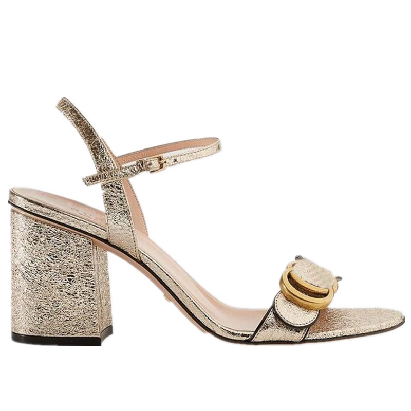 Designer Women Sandals Metallic Fine Textured Layer Leather Mid Heel Slippers
