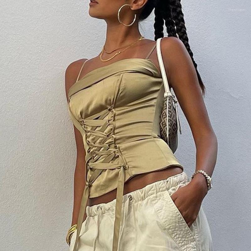 Women' Tanks Sexy Backless Spaghetti Strap Camisole Chic Satin Lace Up Bandage Corset Tops Elegant Lady Slim Fit Crop Vintage Streetwear, Green
Women' Tanks Sexy Backless Spaghetti Strap Camisole Chic Satin Lace Up Bandage Corset Tops Elegant Lady Slim Fit Crop Vintage Streetwear, Green
