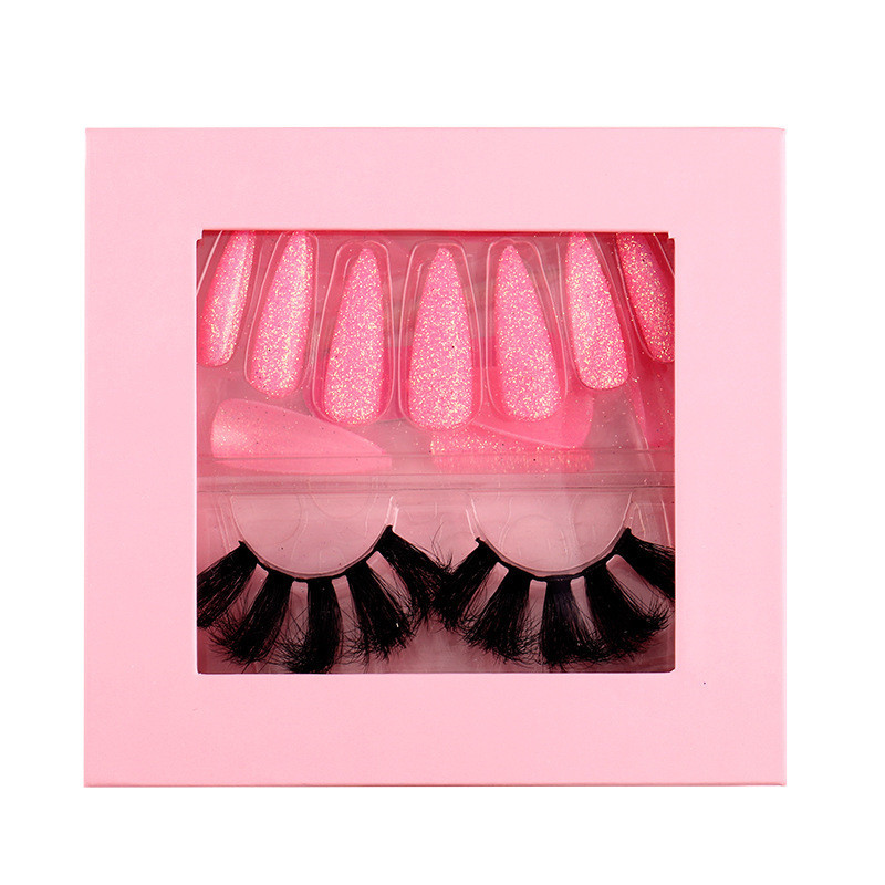 Volume Eyelash Extension And Wearable Press On Nails Set Thick Fluffy Full Strip Eyelashes DIY False Nails Art With Lashes Set de pestanas postizas y 