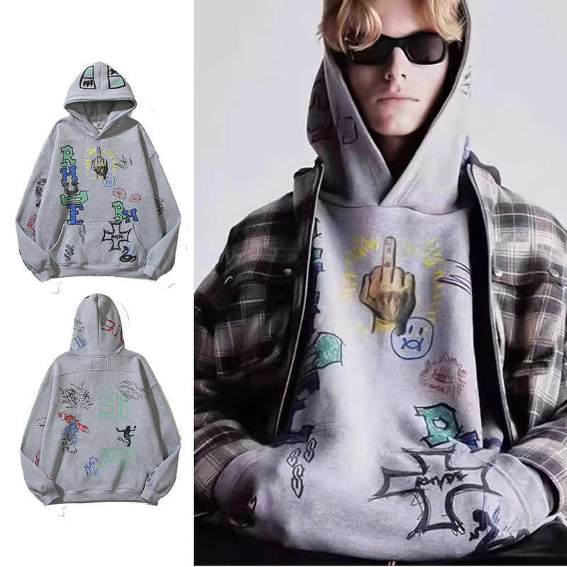 Rhude Doodle Hoodie Manager Hand Painted Graffiti Pullover High Street Hoodies for Men and Women Trend Hooded Jackets Coats, 2331 grey
Rhude Doodle Hoodie Manager Hand Painted Graffiti Pullover High Street Hoodies for Men and Women Trend Hooded Jackets Coats, 2331 grey