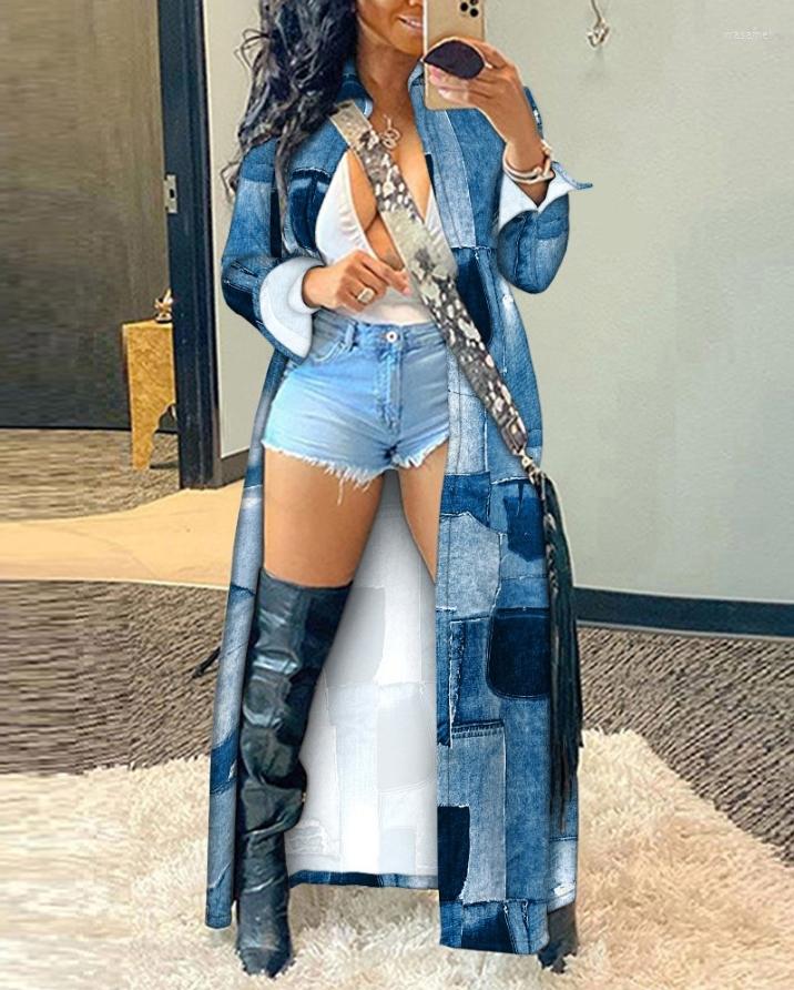 Women' Trench Coats Shacket Women 2022 Autumn Casual Denim Look All Over Print Long Sleeve Longline Button All-Match
Women' Trench Coats Shacket Women 2022 Autumn Casual Denim Look All Over Print Long Sleeve Longline Button All-Match