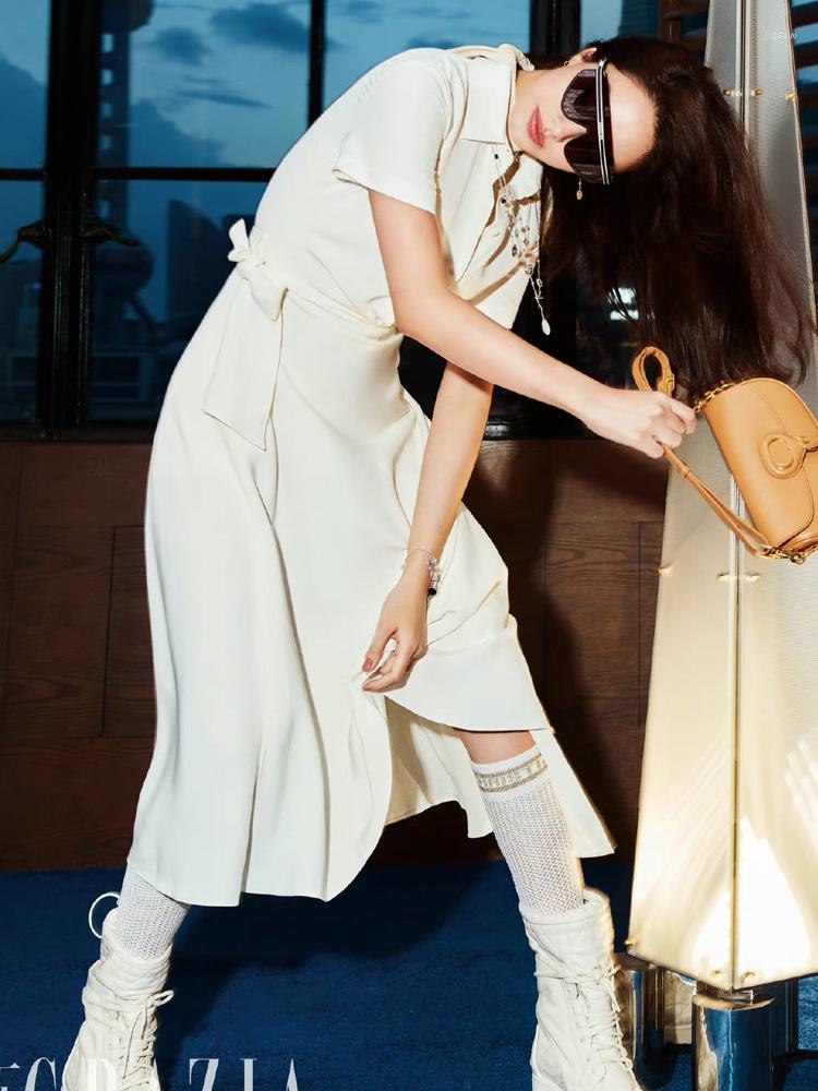 Party Dresses Fashion Designer High Quality Spring Summer Women' Midi Dress Elegant Vintage Casual Short Sleeve Shirt White
Party Dresses Fashion Designer High Quality Spring Summer Women' Midi Dress Elegant Vintage Casual Short Sleeve Shirt White