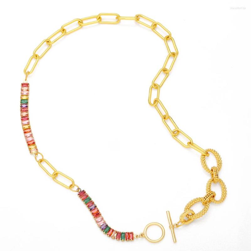Pendant Necklaces FLOLA Chunky Rainbow Crystal Necklace For Women Copper Gold Plated Link Chain Short Choker CZ Jewelry Gifts Nkeb486
Pendant Necklaces FLOLA Chunky Rainbow Crystal Necklace For Women Copper Gold Plated Link Chain Short Choker CZ Jewelry Gifts Nkeb486