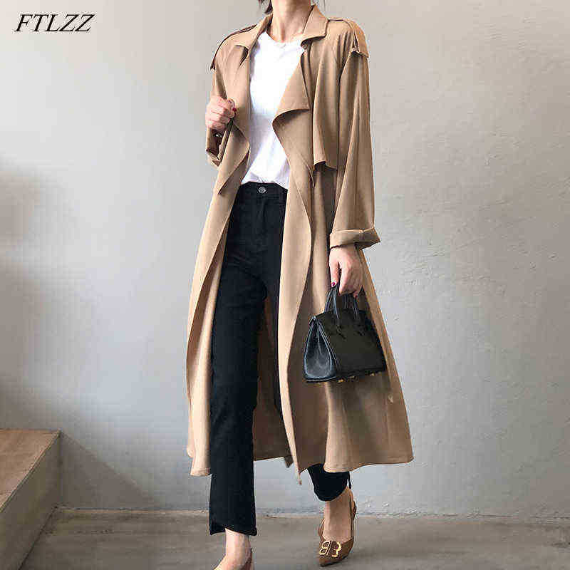Ftlzz Spring New Office Ladies Vintage England Long Windbreaker Jacket Casual Sharpen Slim Solid Kaki Trell Jacket Women J220727, Black
Ftlzz Spring New Office Ladies Vintage England Long Windbreaker Jacket Casual Sharpen Slim Solid Kaki Trell Jacket Women J220727, Black