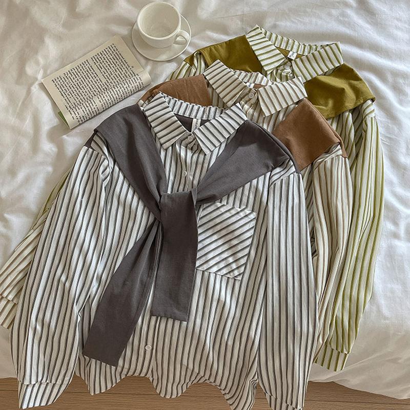 Women's Blouses Fake Two-Piece Fashion Striped Women Shirts 2022 Autumn Long Sleeved Loose Female Tops Lapel Single Breasted Casual, Gray
Women's Blouses Fake Two-Piece Fashion Striped Women Shirts 2022 Autumn Long Sleeved Loose Female Tops Lapel Single Breasted Casual, Gray