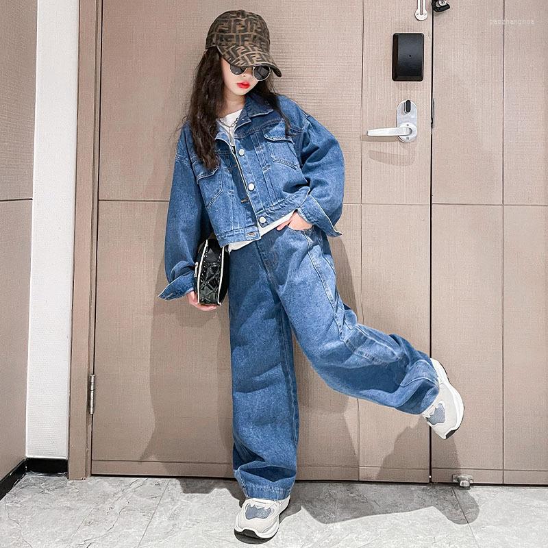 Clothing Sets Youth Clothes For Girls Denim Jacket Straight Jeans Two Pieces School Children Blue Fashion Loose Casual Kids Outfits
Clothing Sets Youth Clothes For Girls Denim Jacket Straight Jeans Two Pieces School Children Blue Fashion Loose Casual Kids Outfits