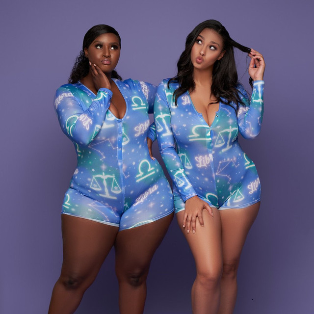 Womens Jumpsuits Rompers hirigin Zodiac Signs Bodysuit Sexy Long Sleeve Bodycon Pajama Romper Shorts Leotard Playsuit Overalls Sleepwear 221115