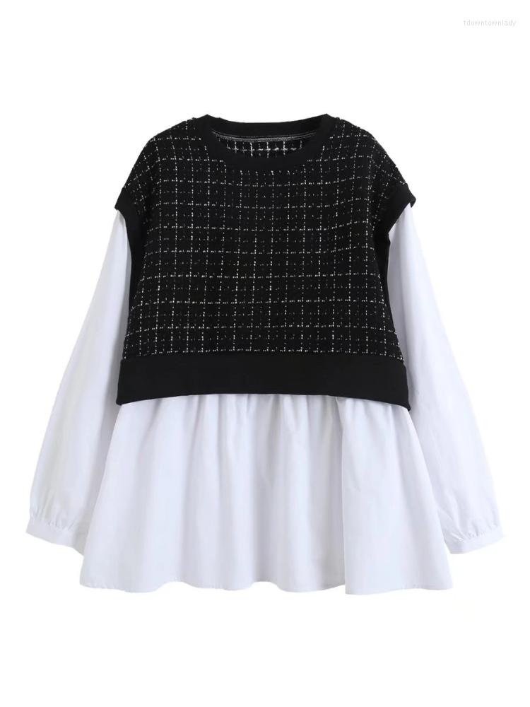 Women's Blouses BBWM Vintage Plaid Patchwork Women Puff Sleeve 2022 Fashion Elegant Female Long Pullover Shirts Casual Loose Chic, Black
Women's Blouses BBWM Vintage Plaid Patchwork Women Puff Sleeve 2022 Fashion Elegant Female Long Pullover Shirts Casual Loose Chic, Black