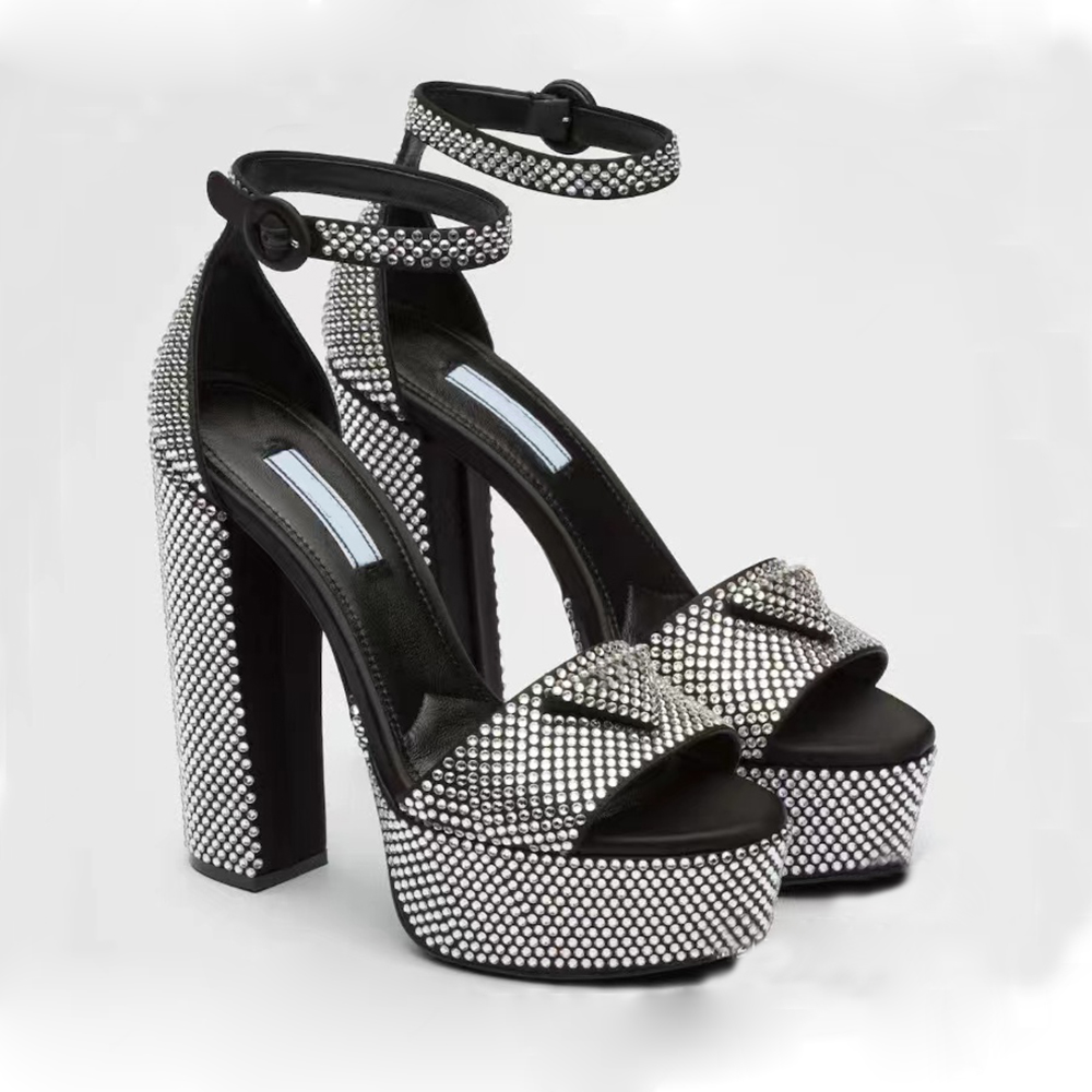 Sandals rhinestone Platform Women's High Heel Sandals Pumps Chunky Block Slip-On Open Toe Ankle strap Dress shoes Luxury Designers Factory Footwear, Black
Sandals rhinestone Platform Women's High Heel Sandals Pumps Chunky Block Slip-On Open Toe Ankle strap Dress shoes Luxury Designers Factory Footwear, Black