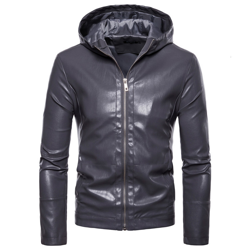 Men's Fur Faux Fur Men's hooded leather jacket simple solid color zipper PU men's jacket autumn windproof faux leather coat male biker jacket 221114, Gray
Men's Fur Faux Fur Men's hooded leather jacket simple solid color zipper PU men's jacket autumn windproof faux leather coat male biker jacket 221114, Gray
