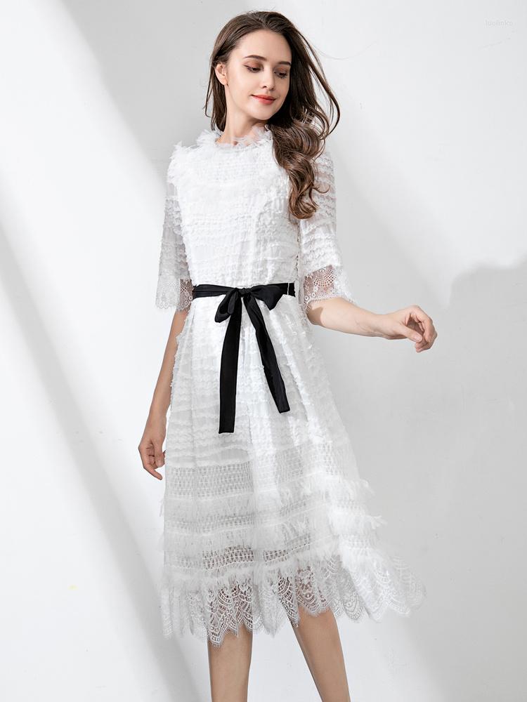 Party Dresses High Quality Spring Summer Women' Midi Dress Designer Fashion Elegant Vintage Casual Short Sleeves Mesh White
Party Dresses High Quality Spring Summer Women' Midi Dress Designer Fashion Elegant Vintage Casual Short Sleeves Mesh White