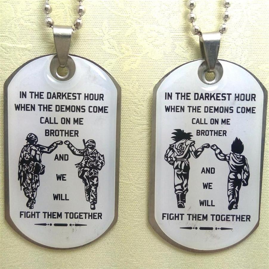 10pcs To My BrOTHER Stainless Steel Pendant Necklace BrOTHER Gift Friend Gift 2 Styles Mix Dog With Chains Whole Jewelry B269Z