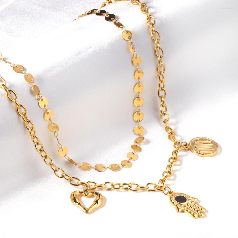 Pendant Necklaces Long With Stainless Steel Light Gold Color Double Layer Hollow Out Heart Love Collars Women Lover Jewelry Gift
Pendant Necklaces Long With Stainless Steel Light Gold Color Double Layer Hollow Out Heart Love Collars Women Lover Jewelry Gift