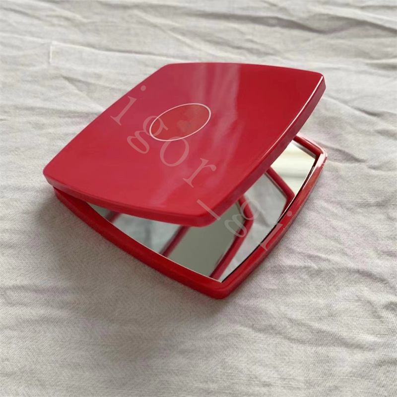 White Red Black Color Compact Mirrors Fashion Acrylic Folding Veet Dust Bag Mirror with Gift Box Black Makeup Tools Portable Classic Style Anita
