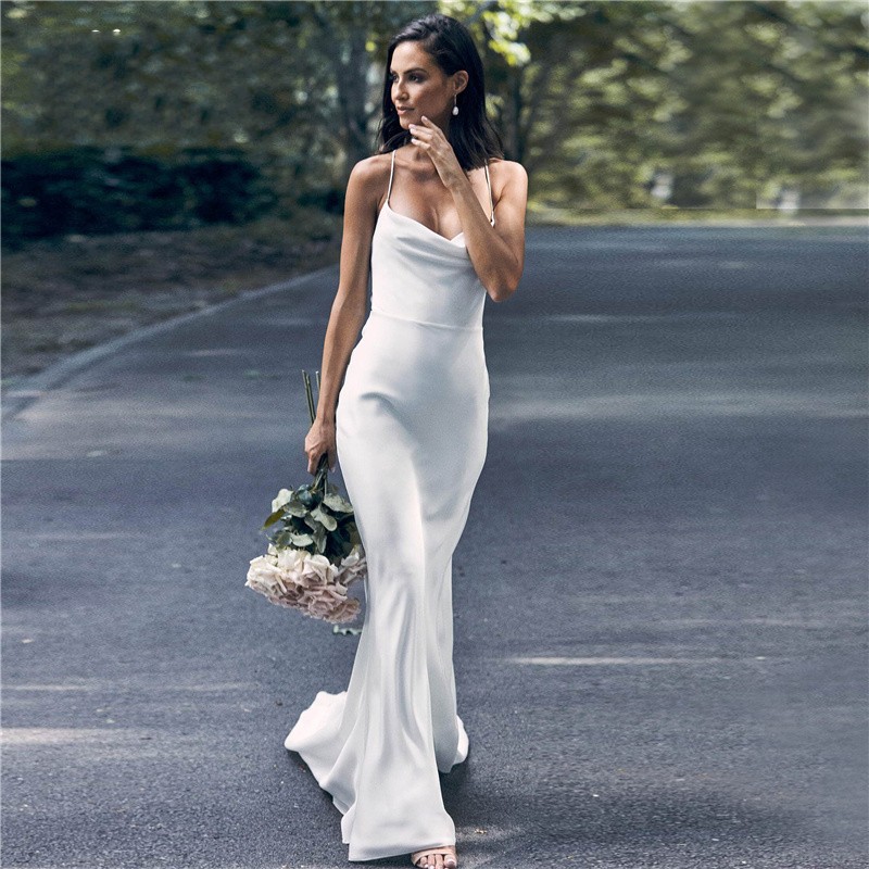 Mermaid Boho Wedding Dress for Women 2023 Straps Backless Chiffon Beach Bridal Gowns Sexy Bride Dresses Vestidos De Noiva