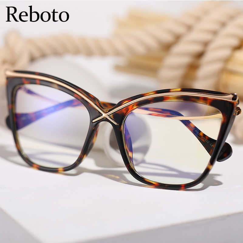Sunglasses Frames Cat Eye Clear Reading Glasses Female Oversized Metal prescription Eye Glasses Frame Brand Designer Frames Fashion Sexy Spectacle T22