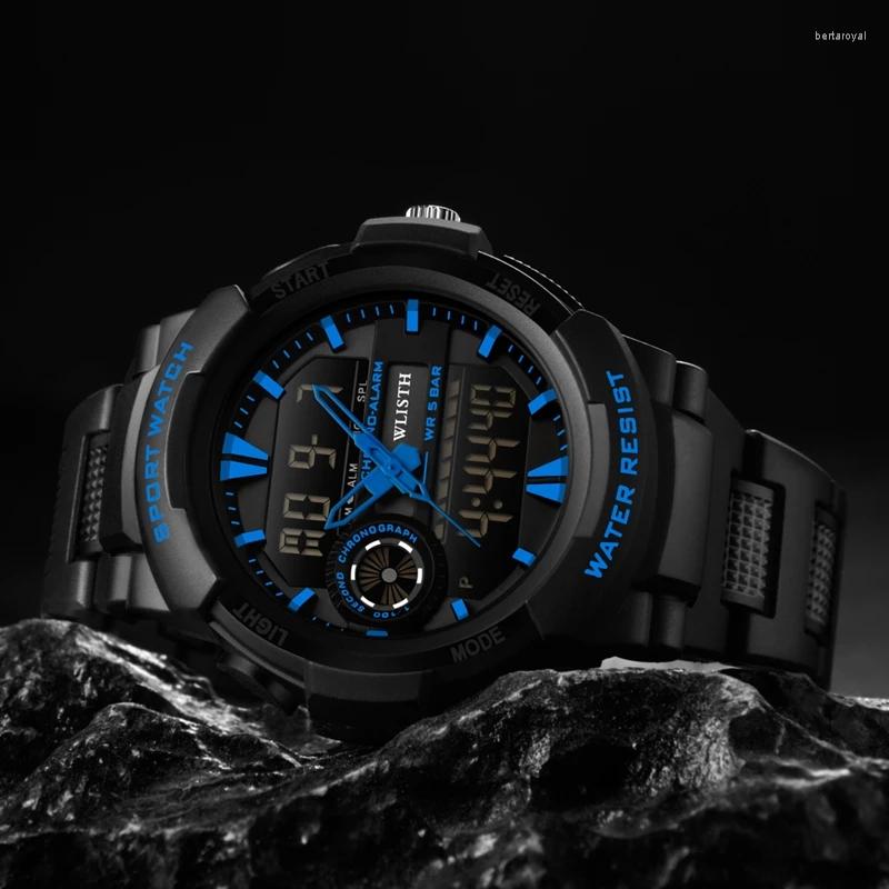 Wristwatches Top Brand Mens Sports Watches 30m Waterproof Military Watch Dual Display Analog Digital LED Electronic Quartz Style, Red 
Wristwatches Top Brand Mens Sports Watches 30m Waterproof Military Watch Dual Display Analog Digital LED Electronic Quartz Style, Red