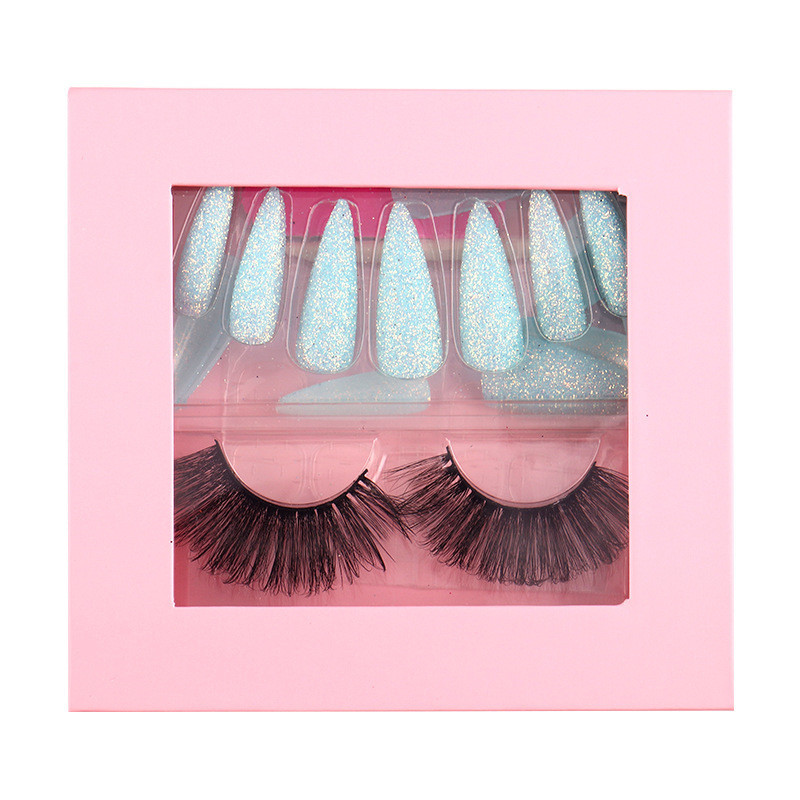 Volume Eyelash Extension And Wearable Press On Nails Set Thick Fluffy Full Strip Eyelashes DIY False Nails Art With Lashes Set de pestanas postizas y 