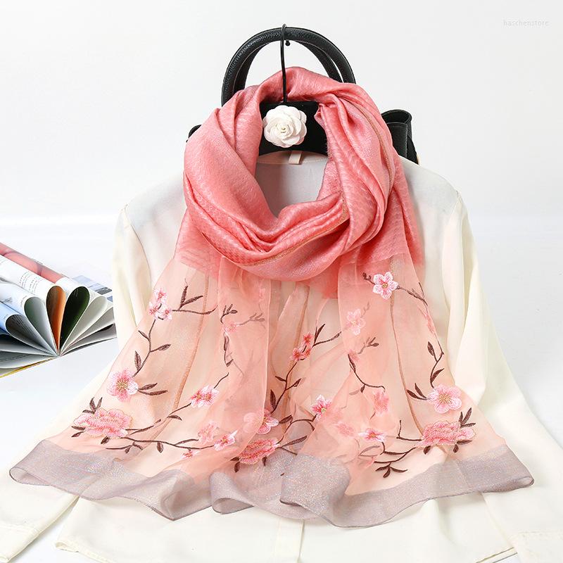 Scarves Cachecol Feminino Faux Wool Lady Silk Echarpes Scarf Ultra Long Mujer Bufanda Shawls Embroidery Flower Muslim Hijab Muffler