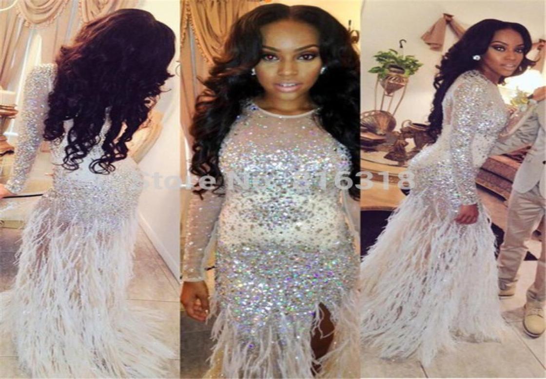 2023 Feather Mermaid Crystal Prom Dresses With Long Sleeves Slit Sheer Neck Formal Evening Gowns Sexy Celebrity Dresses Custom Mad5990794, Purple
2023 Feather Mermaid Crystal Prom Dresses With Long Sleeves Slit Sheer Neck Formal Evening Gowns Sexy Celebrity Dresses Custom Mad5990794, Purple