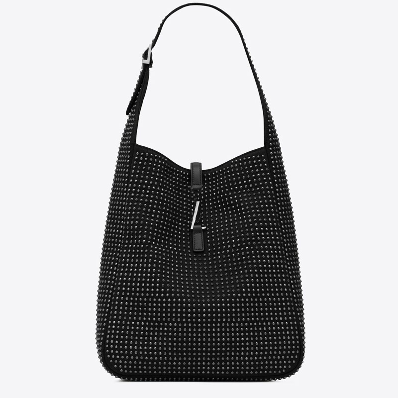 Riveted Medium Hobo Handbag Black Shoulder Bag Large Capacity Tote Bags Fashion Silver Metal Letter Buckle Cowhide Genuine Leather Women Hand Bags, Just gift bag
Riveted Medium Hobo Handbag Black Shoulder Bag Large Capacity Tote Bags Fashion Silver Metal Letter Buckle Cowhide Genuine Leather Women Hand Bags, Just gift bag