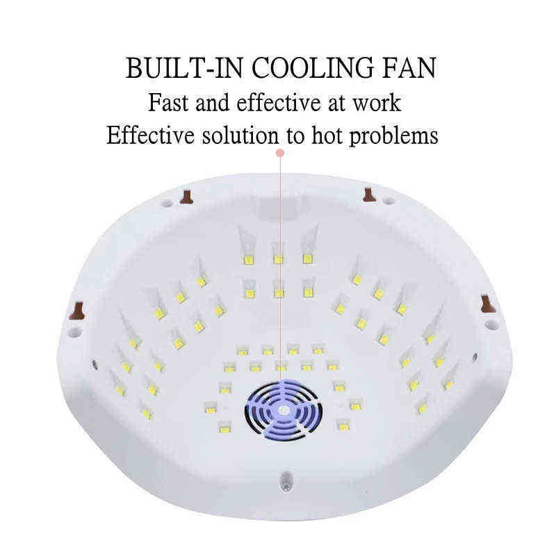 Nxy 90w Uv Lamp Led Nail Dryer with Built-in Cooling Fan 45pcs Leds for All Gel Polish Auto Sensor Lcd Display Modern 2/3 220624