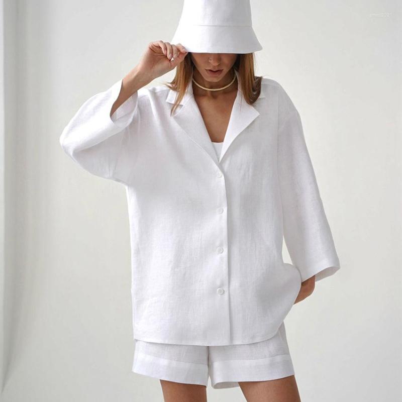 Women' Tracksuits 2022 Summer Cotton Linen Shorts Sets Women Turn-down Collar Top Elastic Waist Wide Suits Casual Holiday Two Piece Set, White
Women' Tracksuits 2022 Summer Cotton Linen Shorts Sets Women Turn-down Collar Top Elastic Waist Wide Suits Casual Holiday Two Piece Set, White