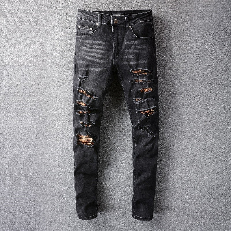 Casual Fashion Brand Mens Jeans AMR Black Trousers Streetwear Striped Patch Hole Jean For Men Stretch Slim Feet Pencil Pants
Casual Fashion Brand Mens Jeans AMR Black Trousers Streetwear Striped Patch Hole Jean For Men Stretch Slim Feet Pencil Pants