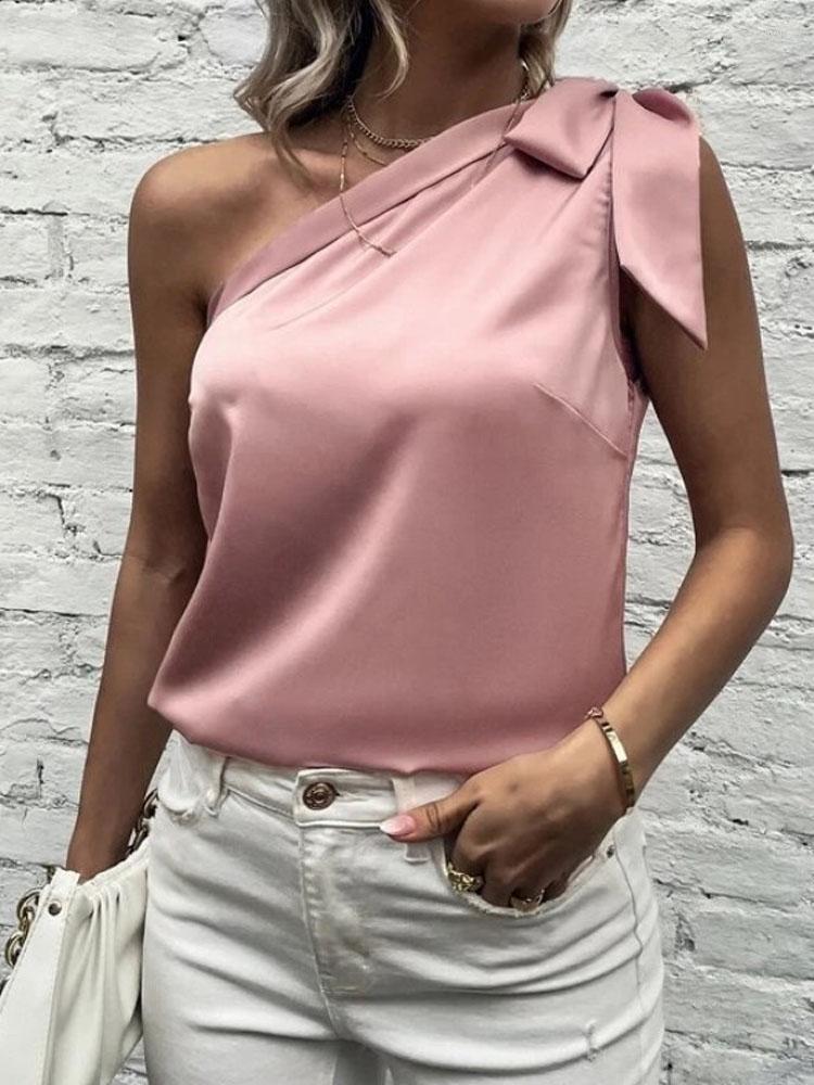 Women' Blouses 2023 Lady Summer Fashion Solid Skew Collar Shirts Sexy One Shoulder Bowknot Pullover Tops, Red
Women' Blouses 2023 Lady Summer Fashion Solid Skew Collar Shirts Sexy One Shoulder Bowknot Pullover Tops, Red