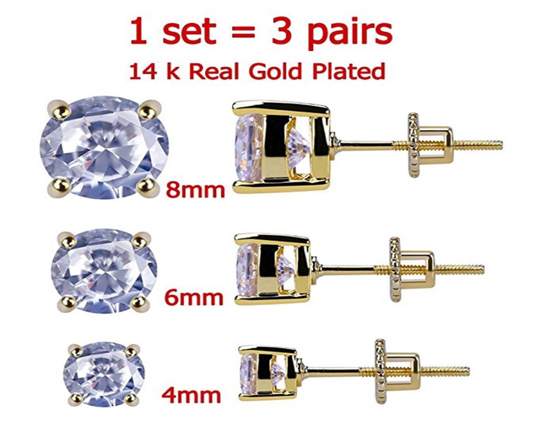 3 Pairs Set 48 mm 14K Gold Plated CZ Square Iced Out Stud Earrings With Safety Screw Back For men and Women4889862
3 Pairs Set 48 mm 14K Gold Plated CZ Square Iced Out Stud Earrings With Safety Screw Back For men and Women4889862