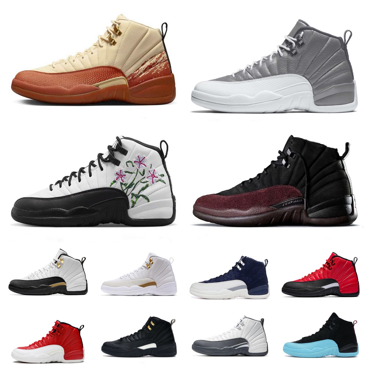 Designer Men Women 12 12s Basketball Shoes Stealth Black Taxi Royalty A Ma Maniere Eastside Golf Reverse Flu Game Royal Indigo Playoffs FIBA OVO White Retro Sneakers, Shoes lace