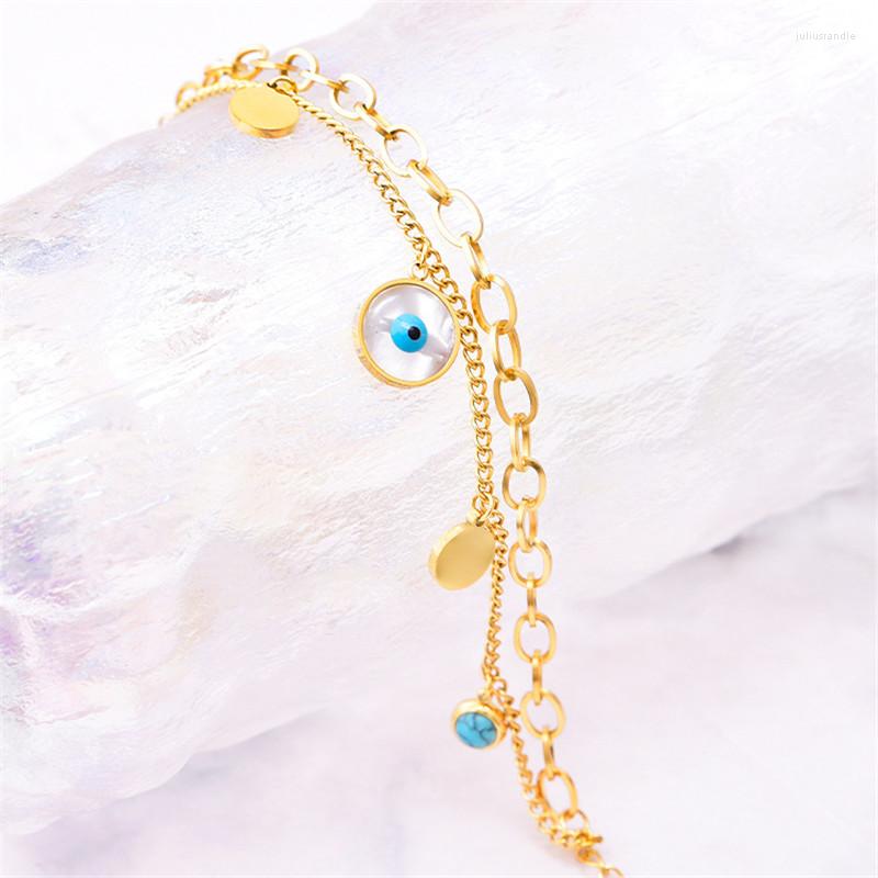 Link Bracelets 316L Stainless Steel Double Layer Simple Personality Devil's Eye Turquoise Pendant Women's Bracelet Gift For
Link Bracelets 316L Stainless Steel Double Layer Simple Personality Devil's Eye Turquoise Pendant Women's Bracelet Gift For
