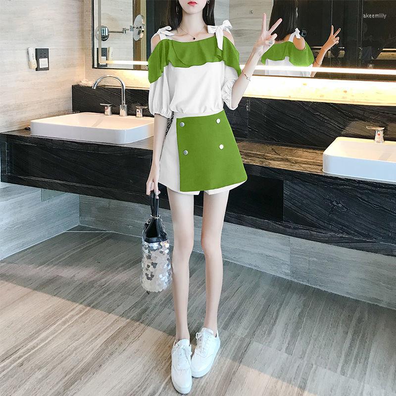 Women' Tracksuits 2022 Summer Women Korean Sweet Two Piece Sets Slash Neck Blouse Mini Shorts Suits Female Fashion Loose Outfit, Blue
Women' Tracksuits 2022 Summer Women Korean Sweet Two Piece Sets Slash Neck Blouse Mini Shorts Suits Female Fashion Loose Outfit, Blue