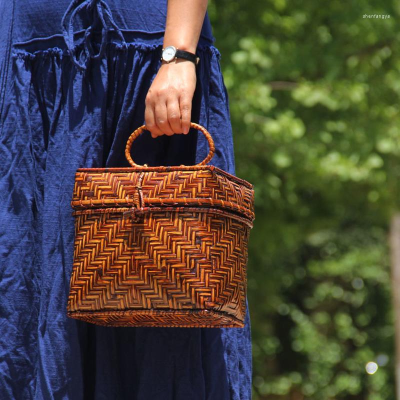 Evening Bags Retro Handmade Bamboo Woven Bag Mini Art Women's Tea Ceremony Storage Handbag Makeup, S 17x11x14
Evening Bags Retro Handmade Bamboo Woven Bag Mini Art Women's Tea Ceremony Storage Handbag Makeup, S 17x11x14