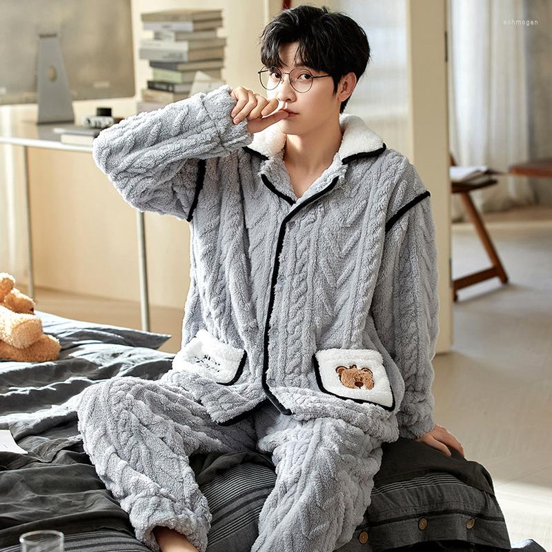 Men's Sleepwear Winter Cardigan Buttons Flannel Autumn Pajama Sets Men's Simple Long Sleeve Plus Size Pajamas Suit Male Homewear, L-set
Men's Sleepwear Winter Cardigan Buttons Flannel Autumn Pajama Sets Men's Simple Long Sleeve Plus Size Pajamas Suit Male Homewear, L-set
