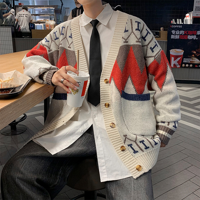 Men's Sweaters Autumn Winter Casual Knit Cardigan Men Loose V Neck Print Sweater Coat Teen Fashion Allmatch Cardigan Men's Clothing 221114
Men's Sweaters Autumn Winter Casual Knit Cardigan Men Loose V Neck Print Sweater Coat Teen Fashion Allmatch Cardigan Men's Clothing 221114