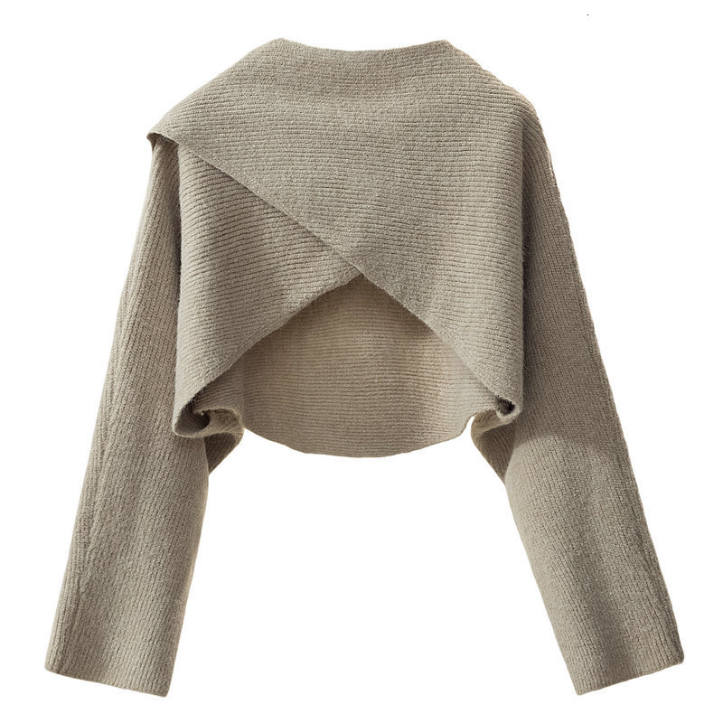 Womens Sweaters Autumn Winter Women Slash Neck Sweater Pullover Crop Top Female Loose Casual Crossed Shirts Femme Knit Jumpers 221115