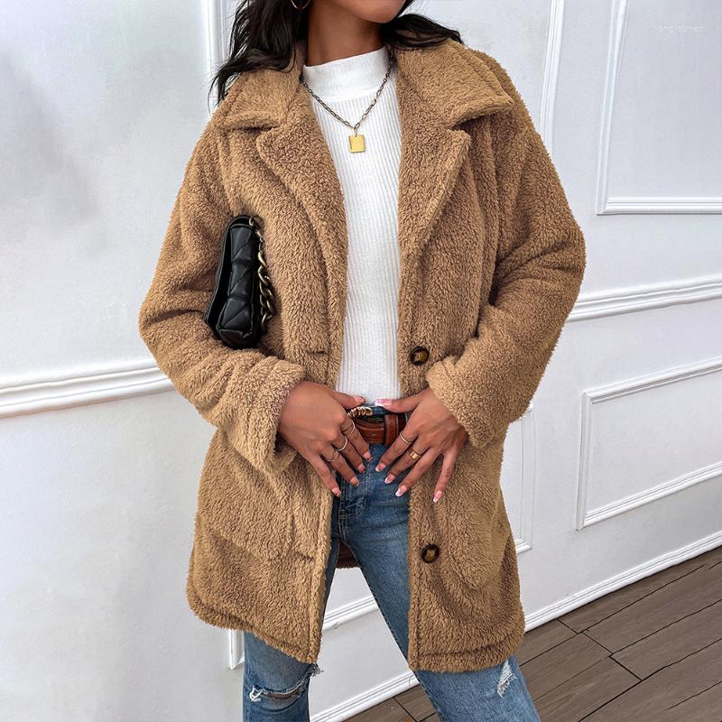 Women' Jackets Autumn Winter Warm Coat Women Solid Pocket Cardigan Plush Long Sleeve Single Breasted Turn-Down Collar Large, Tom2021499b-5
Women' Jackets Autumn Winter Warm Coat Women Solid Pocket Cardigan Plush Long Sleeve Single Breasted Turn-Down Collar Large, Tom2021499b-5
