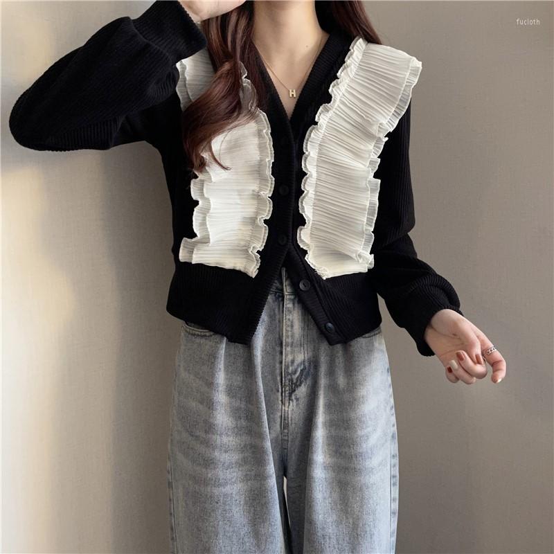 Women's Blouses Korean Fashion Ruffles Shirt Woman V Neck Long Sleeve Patchwork Loose Shirts Female Single-breasted Top Mujer Drop, Black
Women's Blouses Korean Fashion Ruffles Shirt Woman V Neck Long Sleeve Patchwork Loose Shirts Female Single-breasted Top Mujer Drop, Black