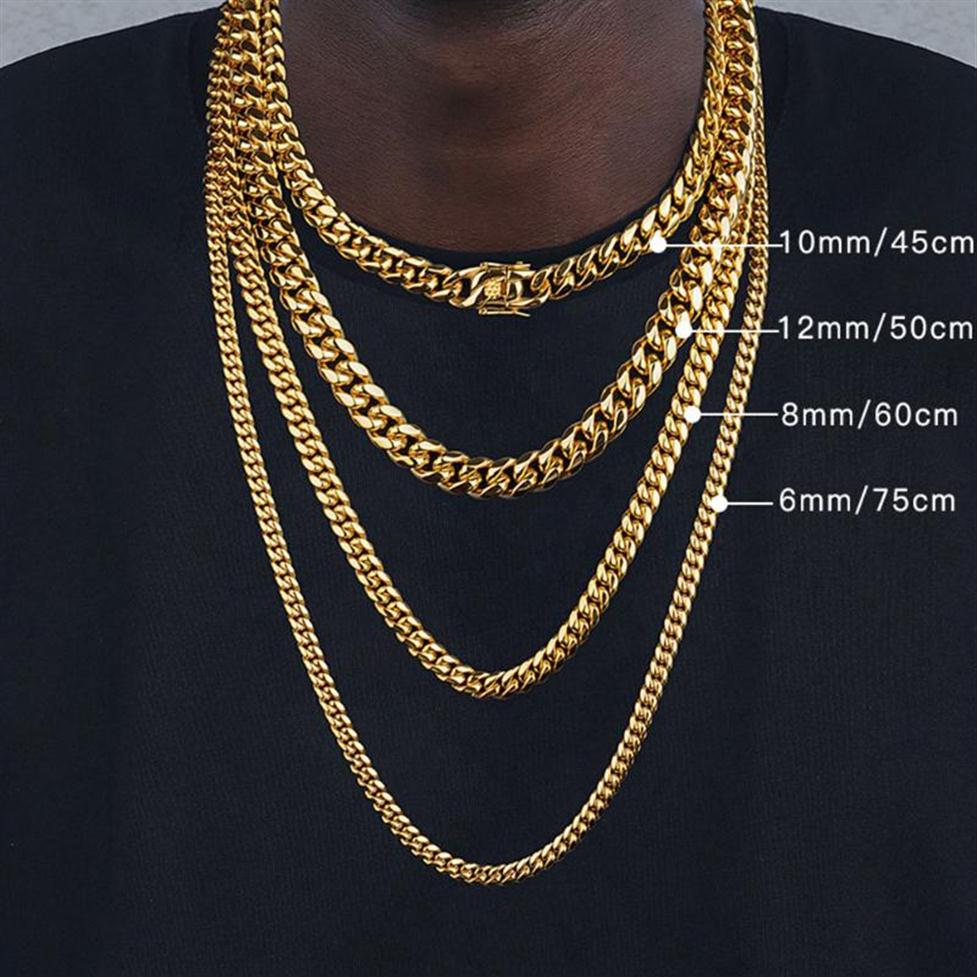 Chains 6mm 8mm 10mm 12mm Hip-Hop 18k Gold Plated Miami Cuban Link Chain Stainless Steel Necklace Gift For Men Women JewelryChains Chain351U
Chains 6mm 8mm 10mm 12mm Hip-Hop 18k Gold Plated Miami Cuban Link Chain Stainless Steel Necklace Gift For Men Women JewelryChains Chain351U