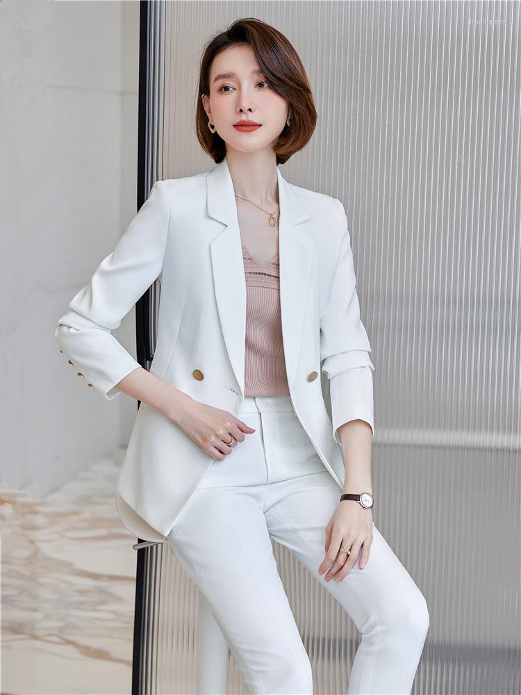 Women' Two Piece Pants Women Blazer And Guard Set Pieces Double Breasted Jacket Formal Suit Pencil Spring Office Lady Outfits Uniform, White pants suit
Women' Two Piece Pants Women Blazer And Guard Set Pieces Double Breasted Jacket Formal Suit Pencil Spring Office Lady Outfits Uniform, White pants suit