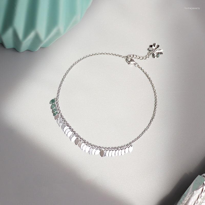 Anklets 925 Sterling Silver Leaf Tassel Anklet For Women Simple Summer Accessories Wholesale