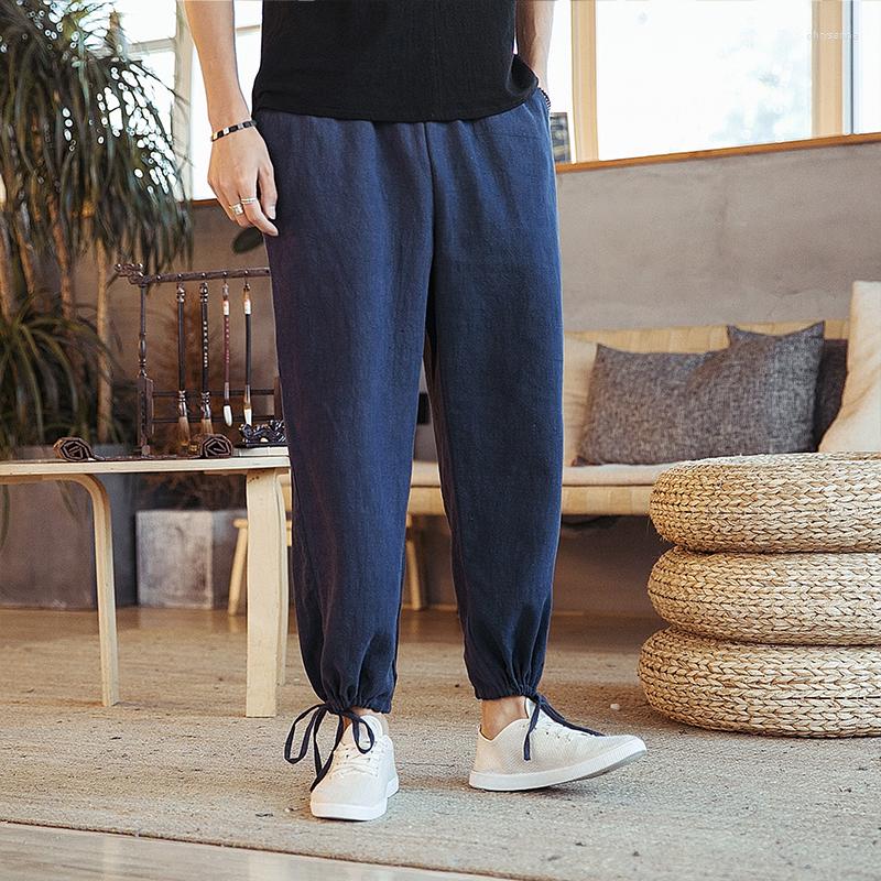Men' Pants Linen For Men Legs Elastic Waist Drawstring Solid Loose Jogger Trousers Casual Male Hip Hop, Black 
Men' Pants Linen For Men Legs Elastic Waist Drawstring Solid Loose Jogger Trousers Casual Male Hip Hop, Black